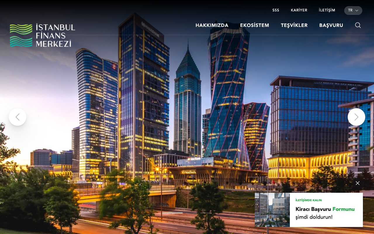 Current homepage of the public Istanbul Financial Center website